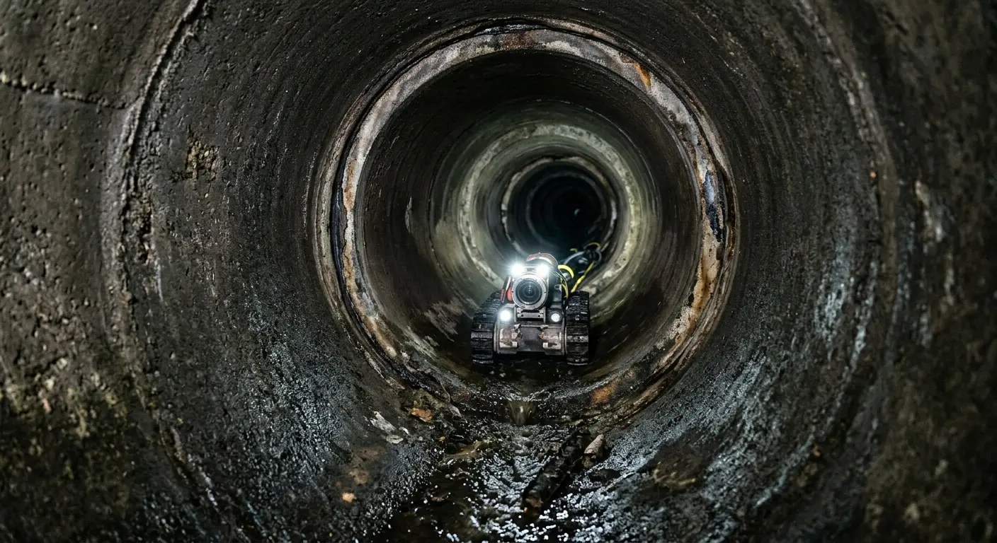 Robotic sewer camera inspecting pipe interior for Drain Snake Service in Dacula